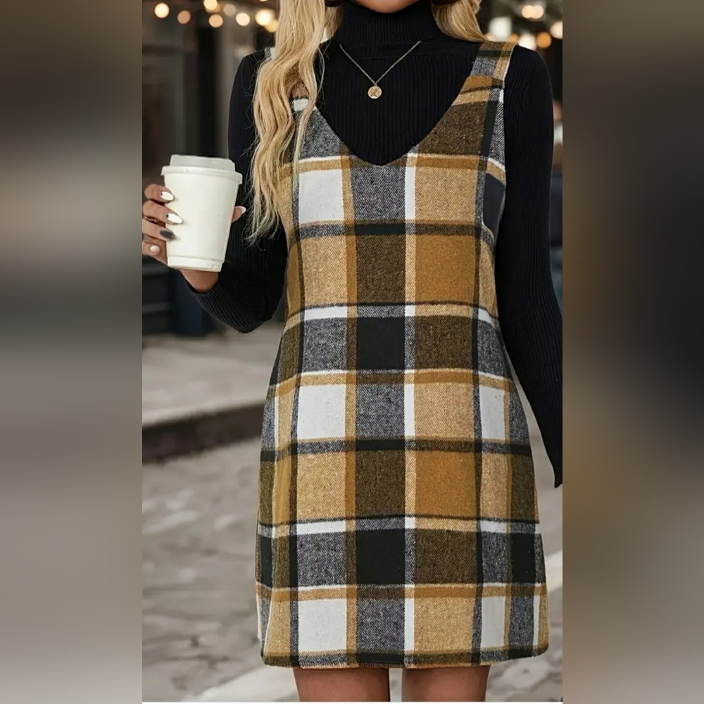 Plaid A-line fall/winter flannel dress size S/M